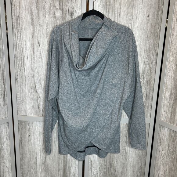 Lululemon Jacket That's A Wrap Grey Snap Button Draped Neck Pockets Sz 8 - Picture 1 of 8